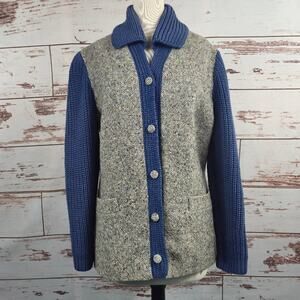 Vintage 1970s Pure Virgin Wool Irish Tweed Cardigan Jacket Sweater